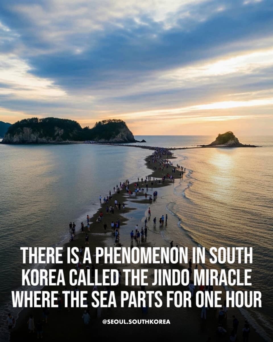 Korean Islands Reveal Sea Road During Tidal Event