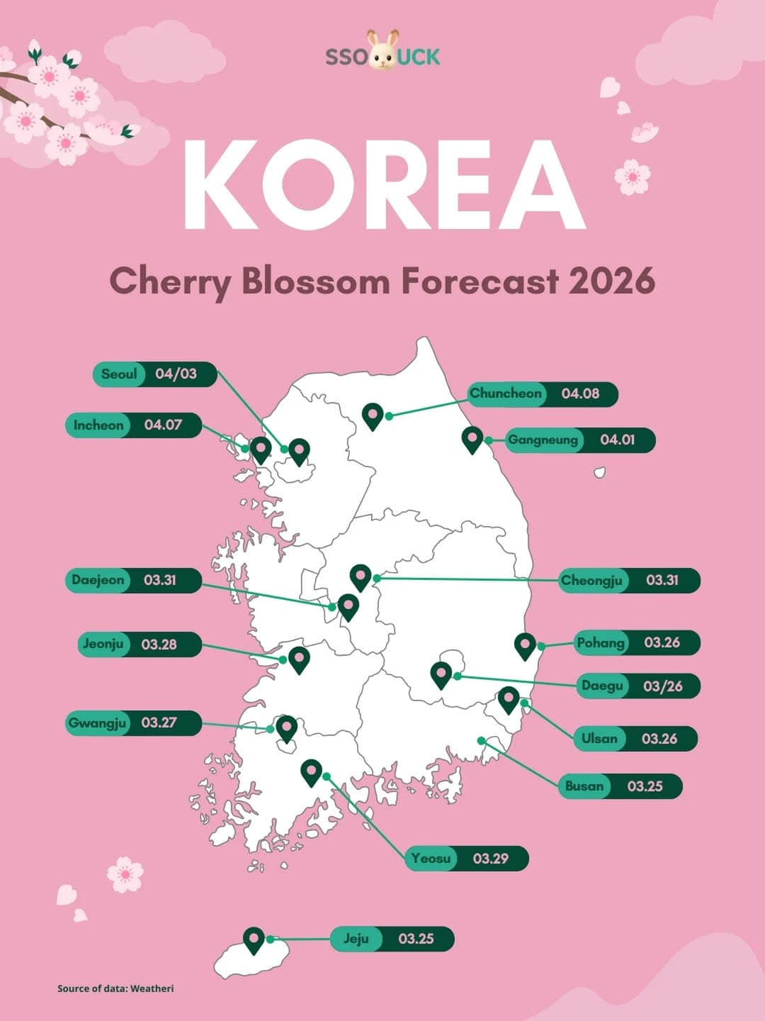 South Korea 2026 Cherry Blossom Forecast By City