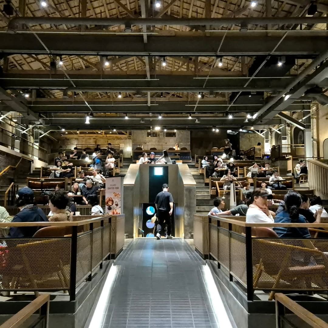 Starbucks Reserve Overlooking Traditional Korean Market