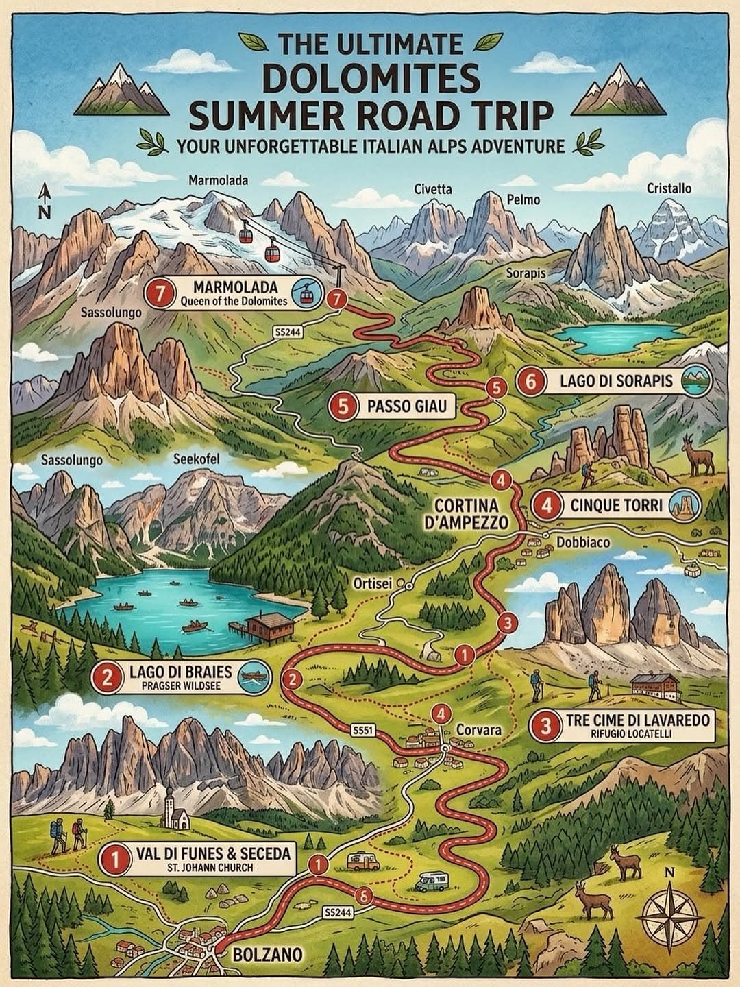 Dolomites Itinerary: Alpine Lakes, Peaks, and Passes