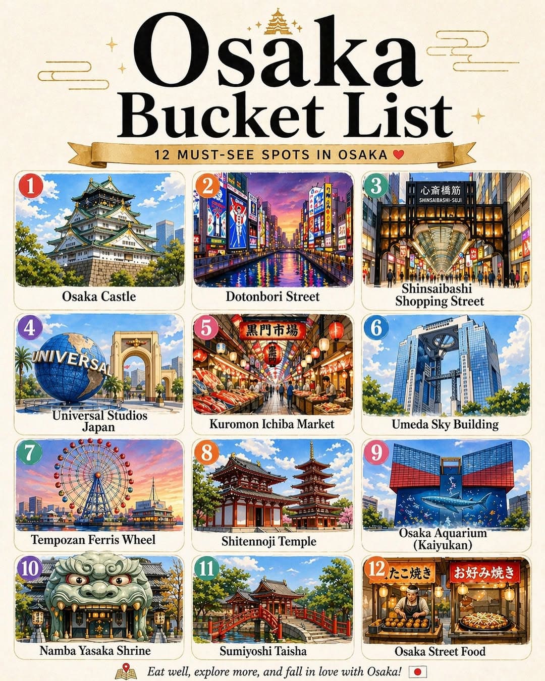 Osaka's Top Attractions For History, Food, and Fun