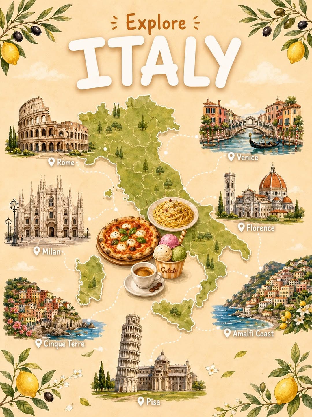 Iconic Italian and Japanese Landmarks