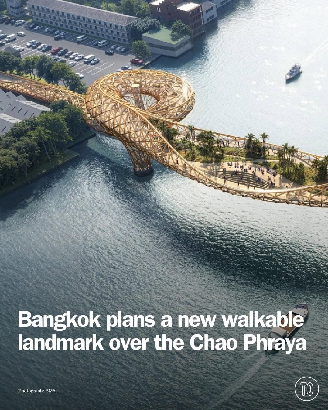 New Bangkok Pedestrian Bridge Across Chao Phraya River