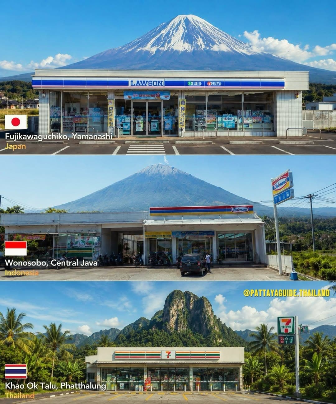 Asian Convenience Stores With Mountain Views