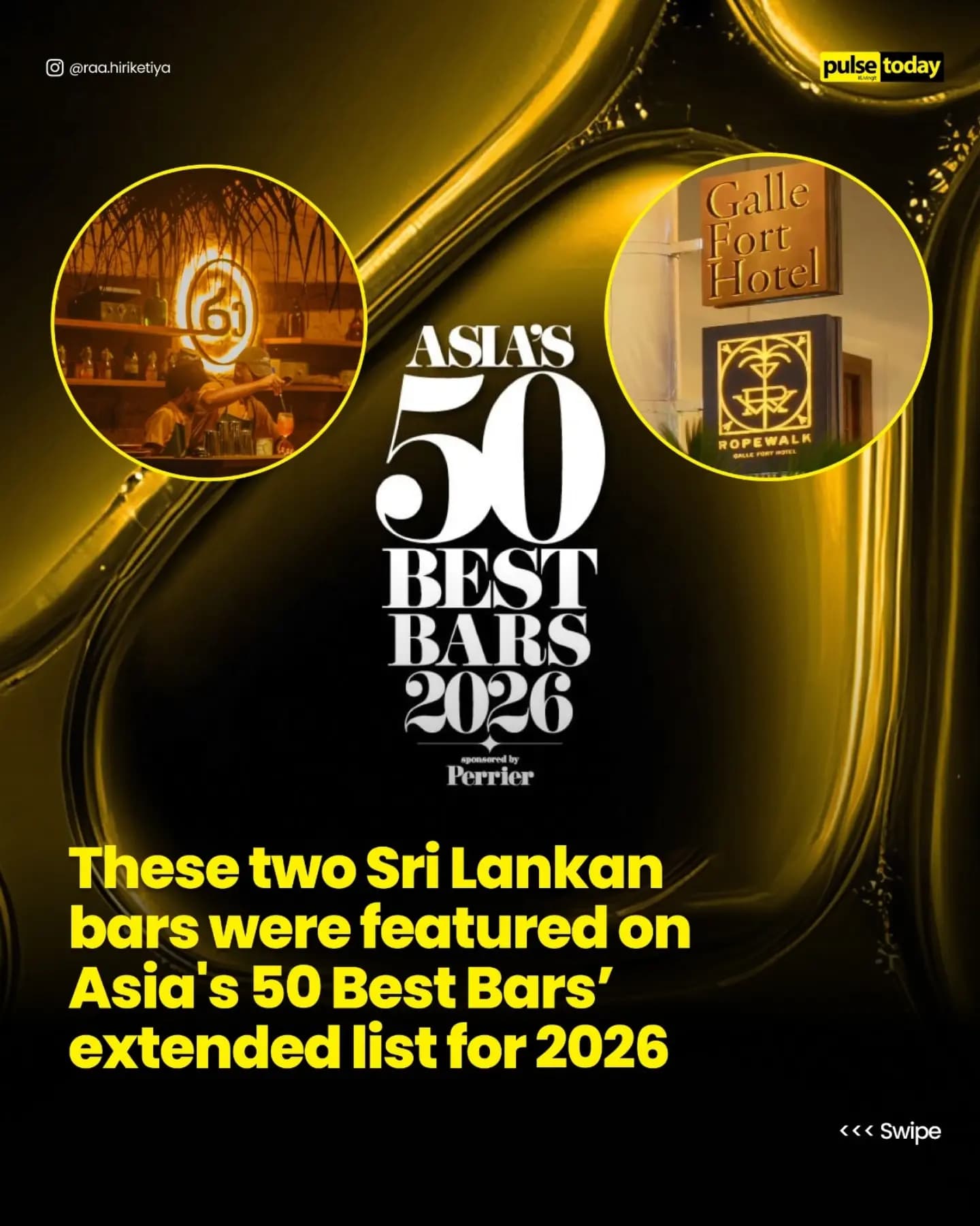 Sri Lankan Bars Shine on Asia's 51-100 Best Bars List