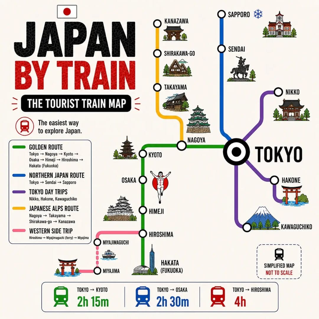 Japan Tourist Train Map With Popular Routes