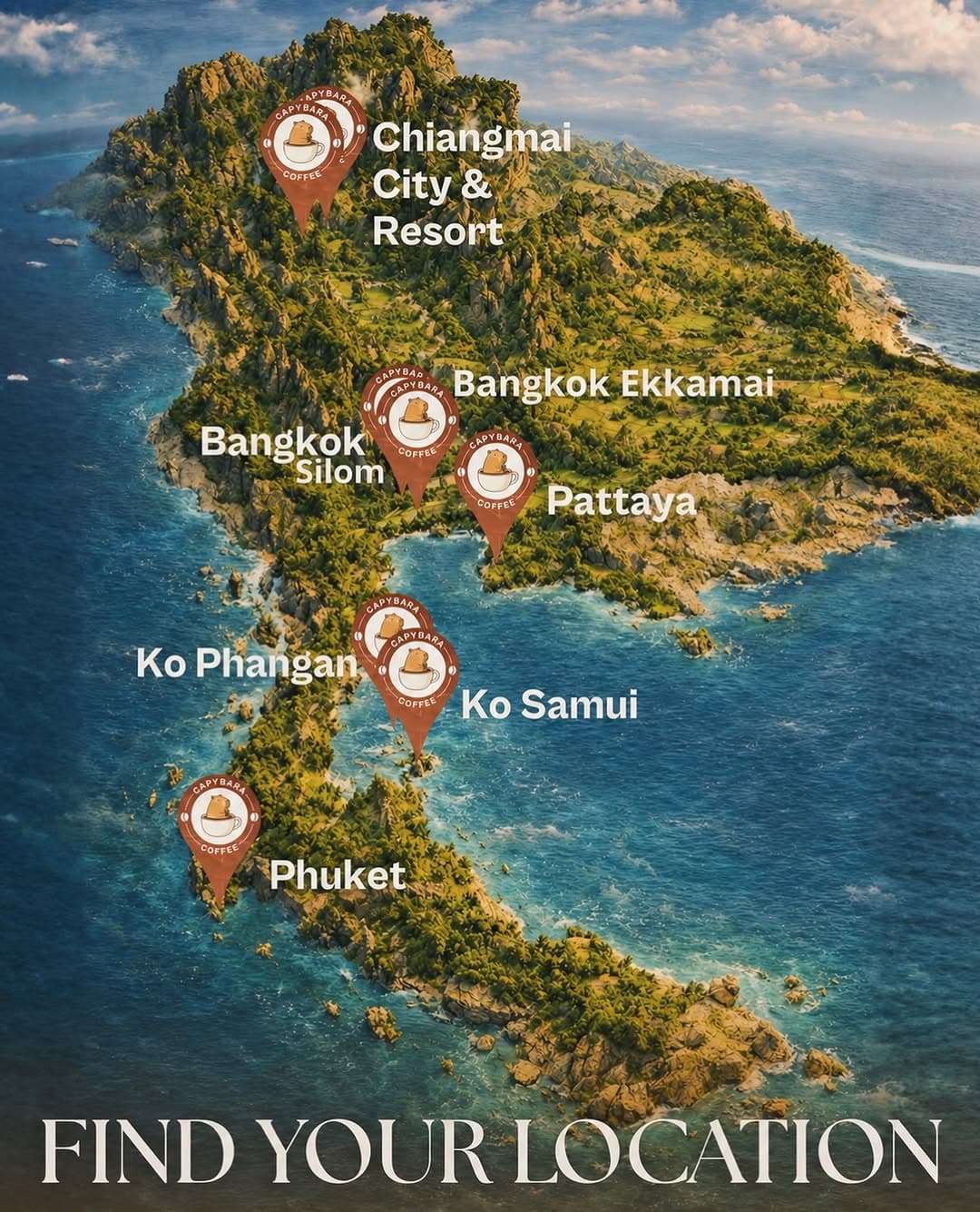 Capybara Coffee Shops Across Thailand