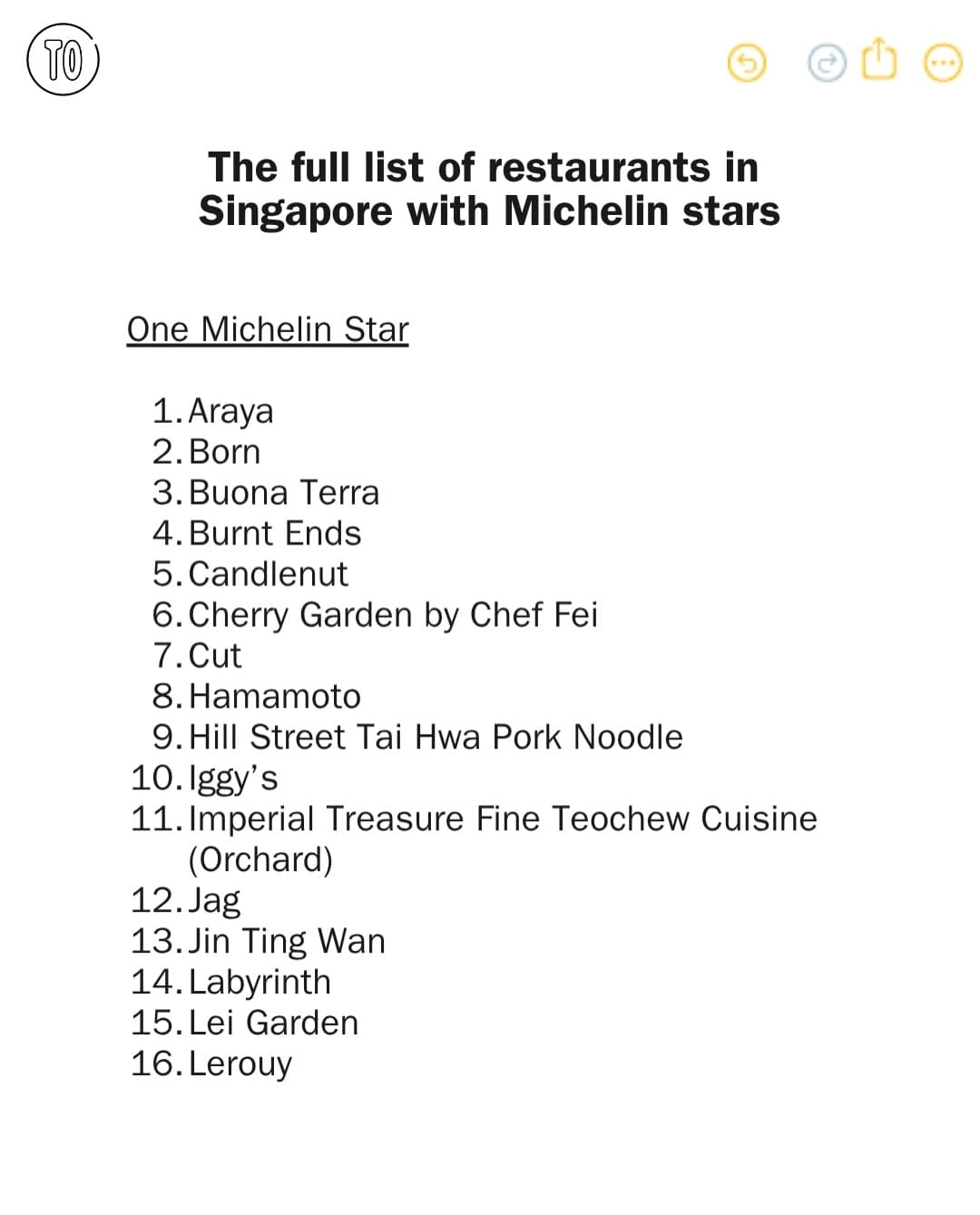 Singapore's Michelin-Starred Restaurants Guide