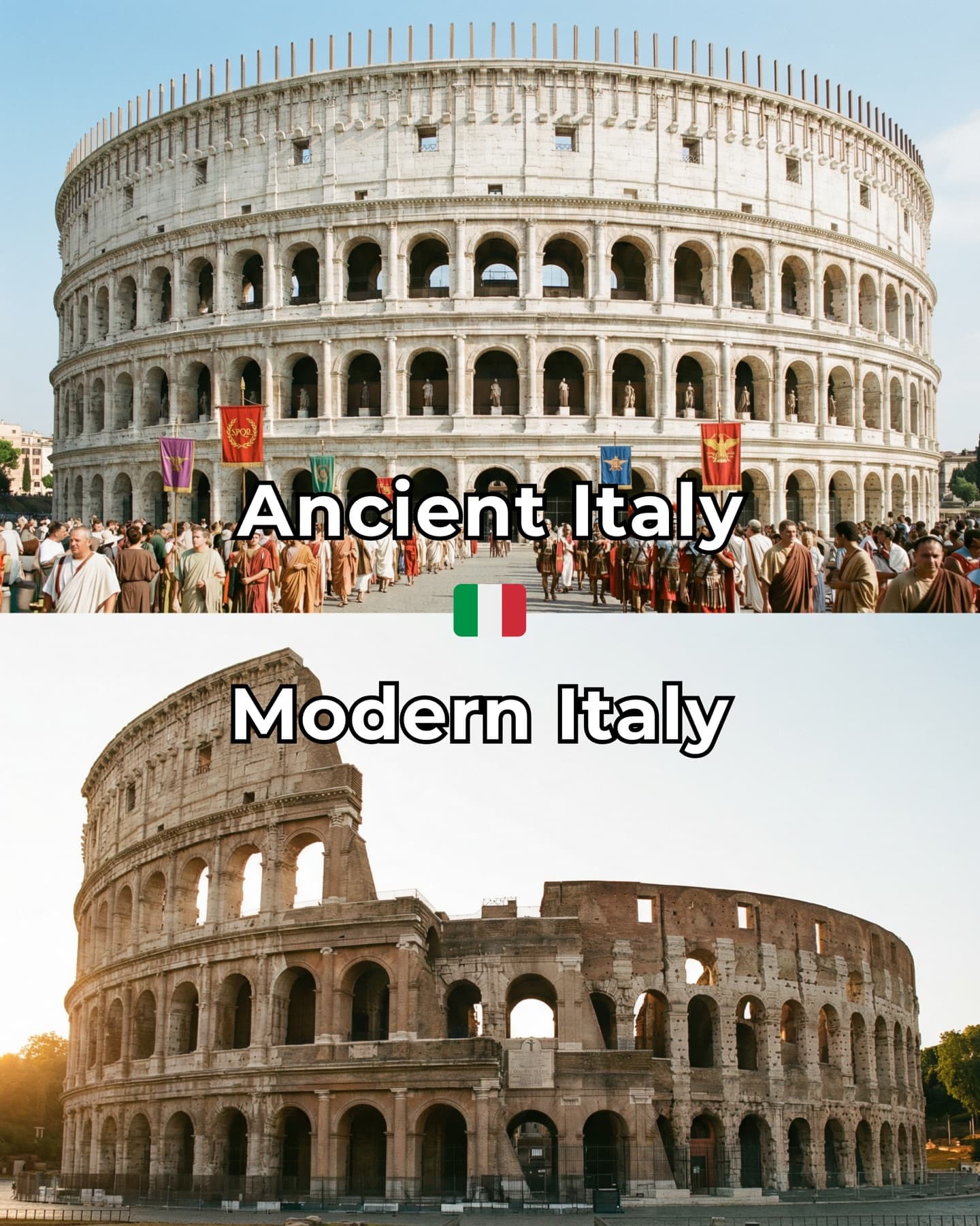 Ancient Roman Gates and Foundations of Italy