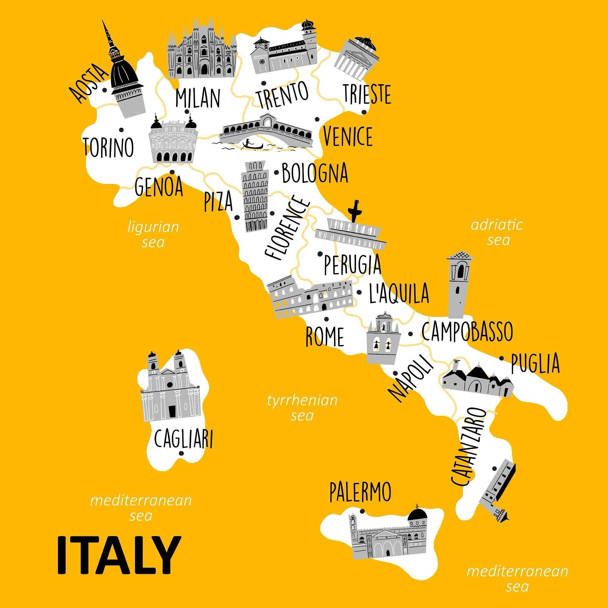 Italy's Most Visited Cities Featured On Illustrated Map