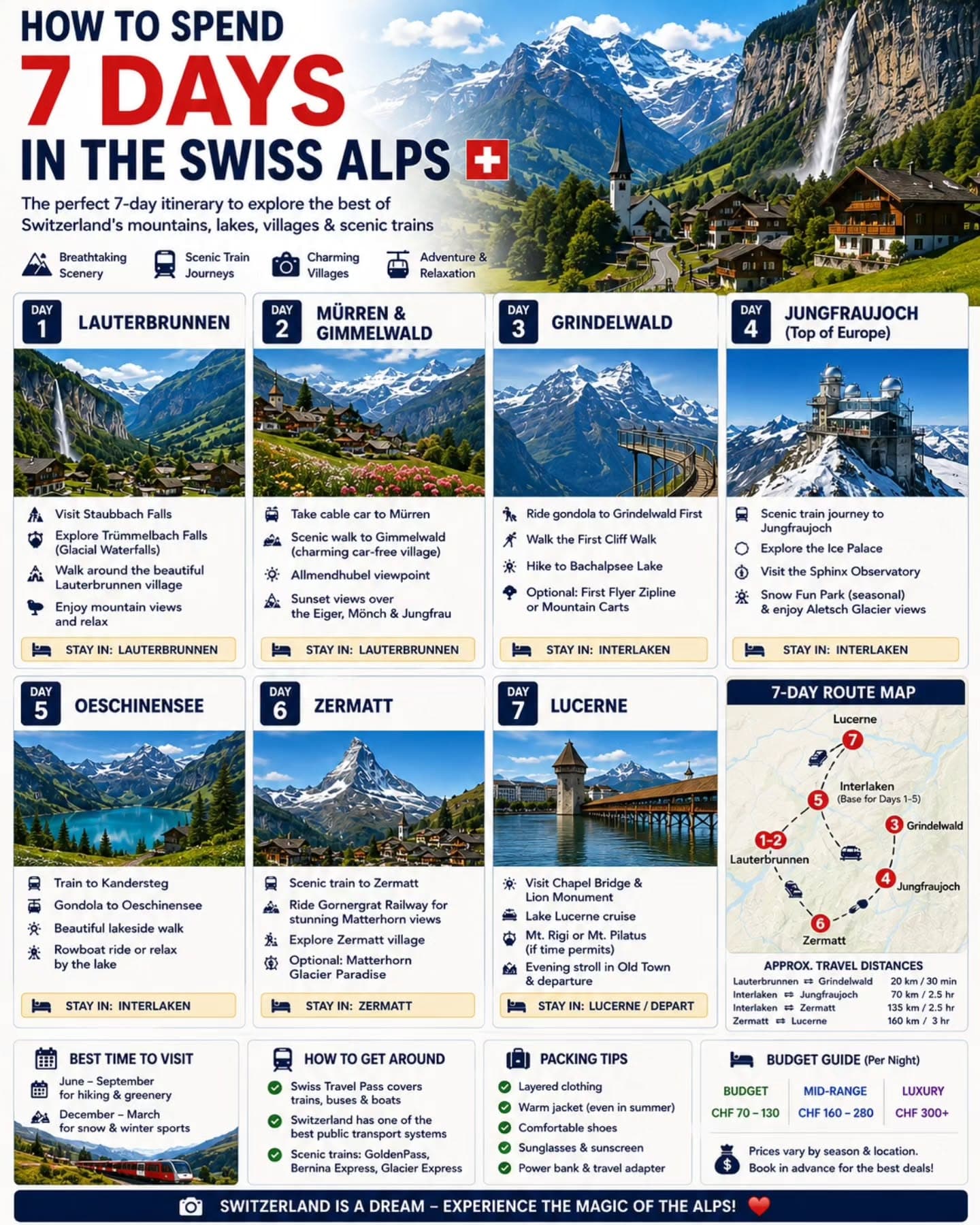 Swiss Alps Itinerary: Mountains, Villages, and Lakes