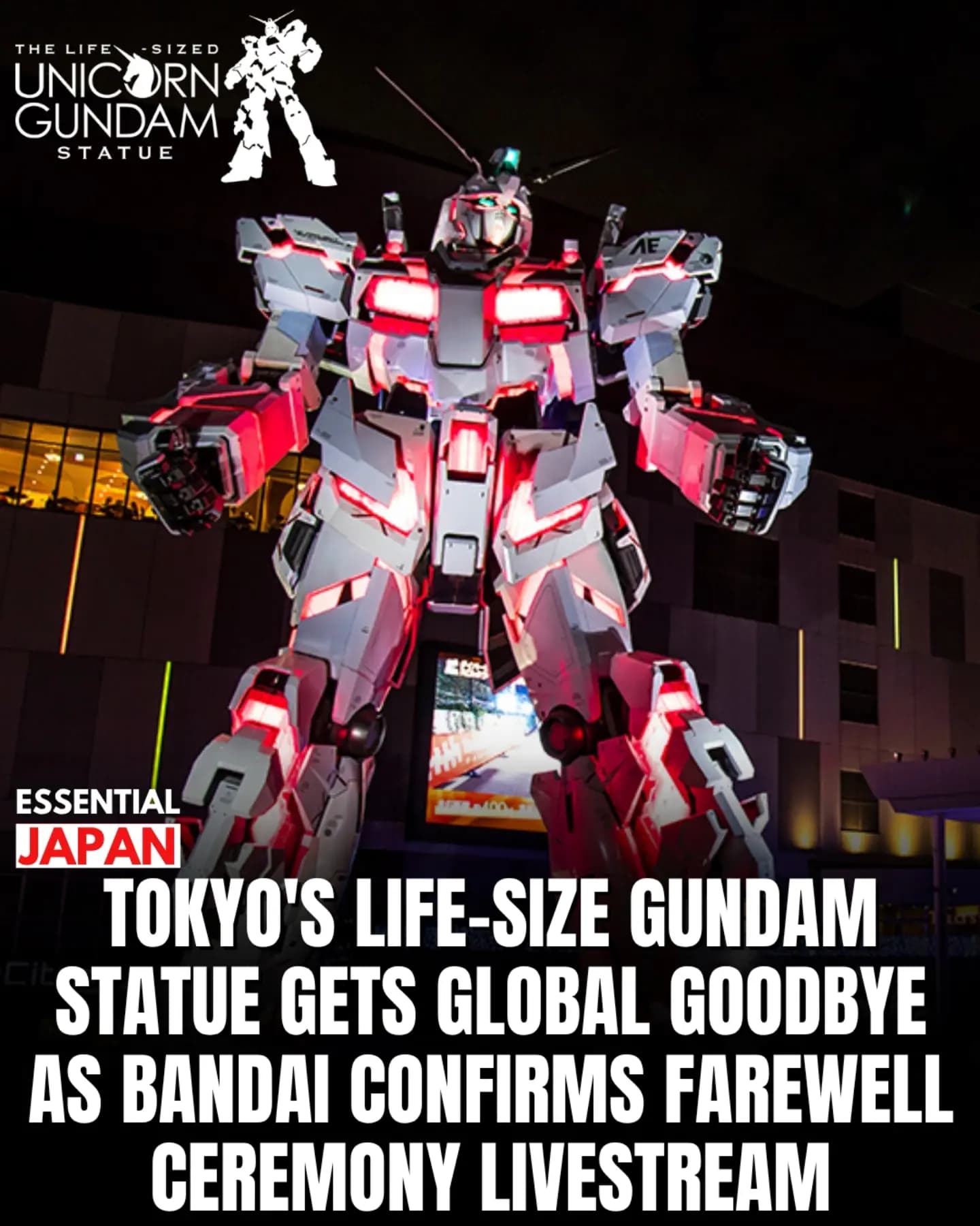 Unicorn Gundam Statue's Final Ceremony Announced