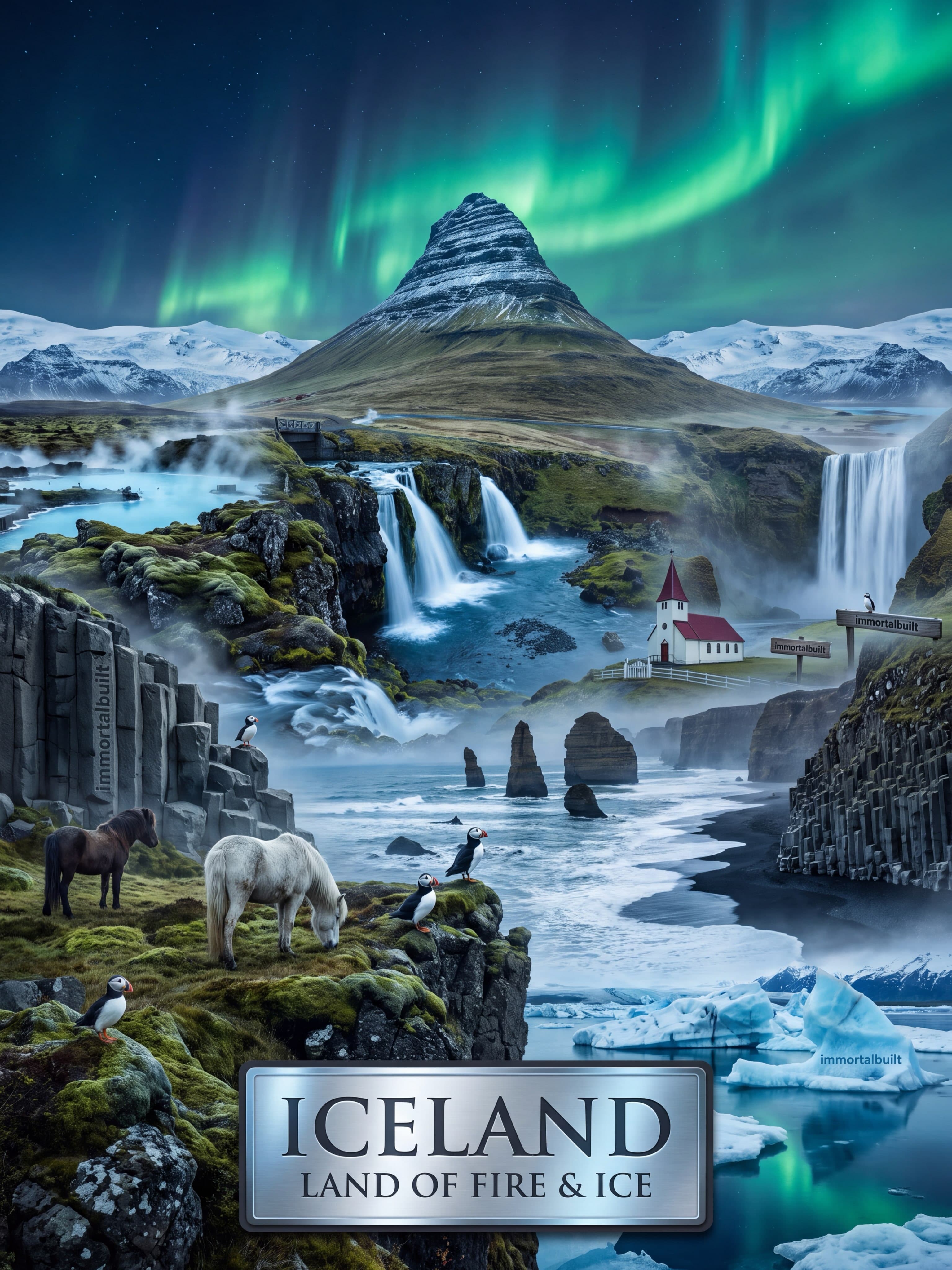 Iceland's Volcanic Landscapes, Glaciers, and Waterfalls