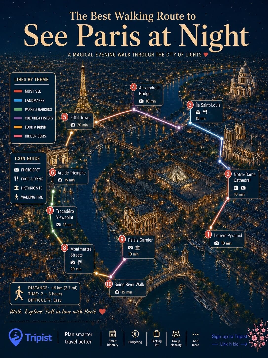 Paris Night Walking Tour Featuring Iconic Landmarks