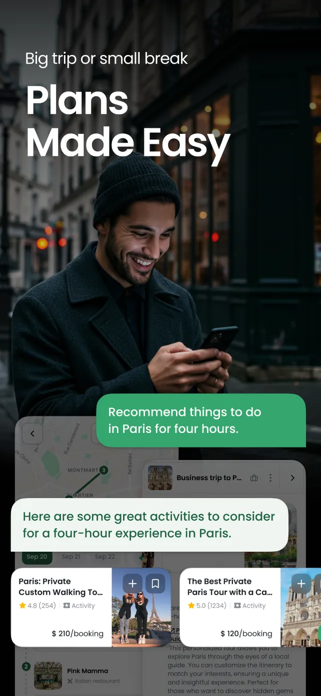 Let our advanced AI organize and optimize your travel details in real time.